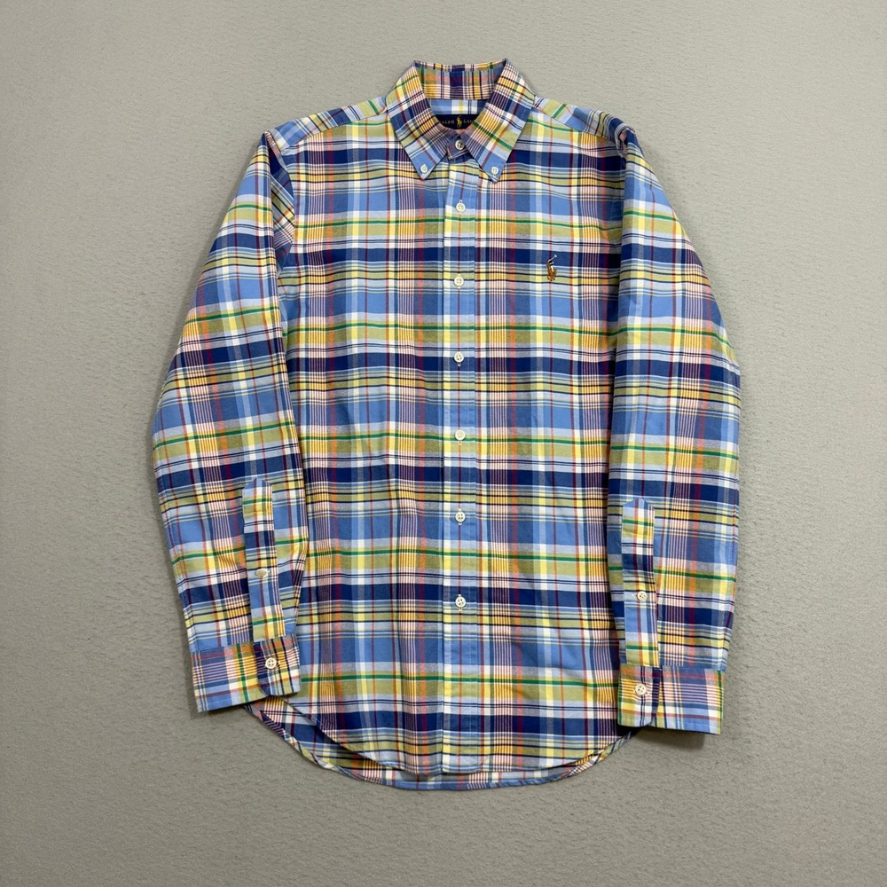 Polo Ralph Lauren Button Down Shirt Mens Small Blue Multi Plaid Long Sleeve Pony
